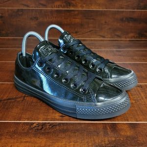 Converse Chuck Taylor All-Star Low Glossy Black Athletic Sneakers Womens Size 7